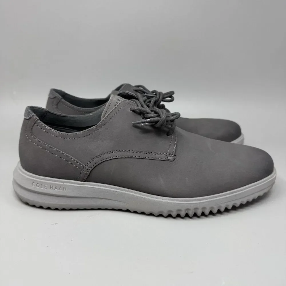 Cole Haan Grand+ Plain Toe  Nubuck Gray Casual Dress Shoes Mens 10.5